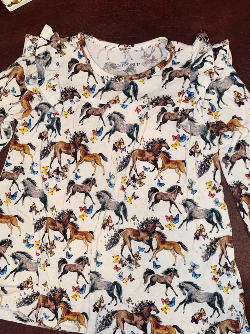 Posh Peanut Claire Horses Butterflies Long Sleeve Ruffle Twirl Dress 5/6T - Picture 11 of 12